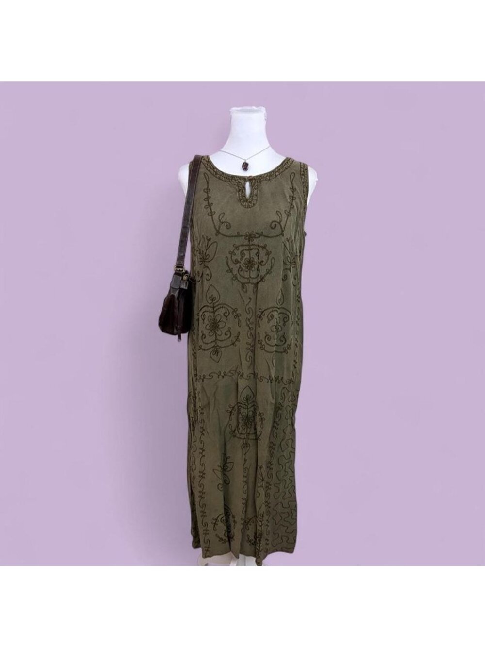 90s embroidered boho dress